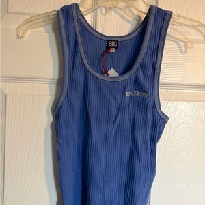 BDG Blue Ribbed Tank with Contrast Trim
